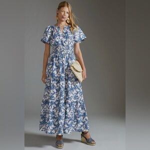 Size Small Maeve by Anthropologie The Somerset Dress RARE Blue and White Floral